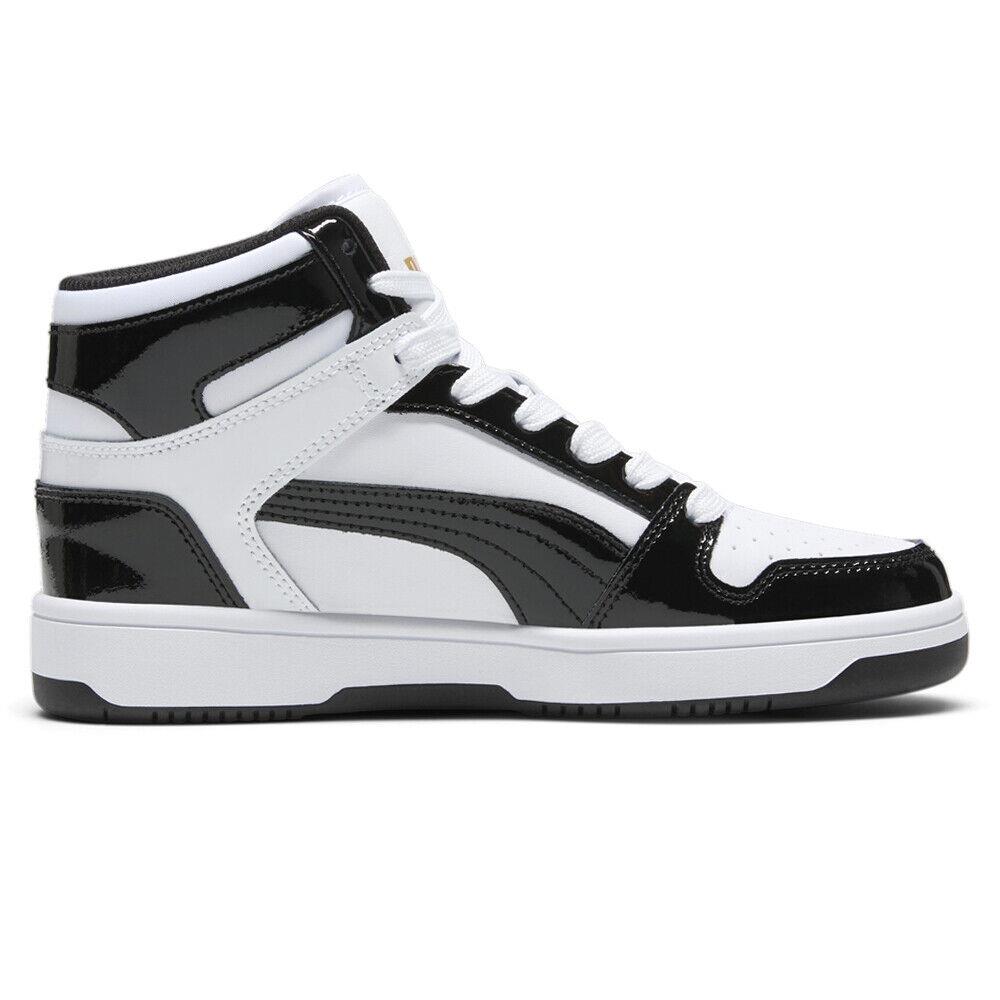 Puma Rebound Layup Shine High Top Womens Black White Sneakers Casual Shoes 399 - Black, White