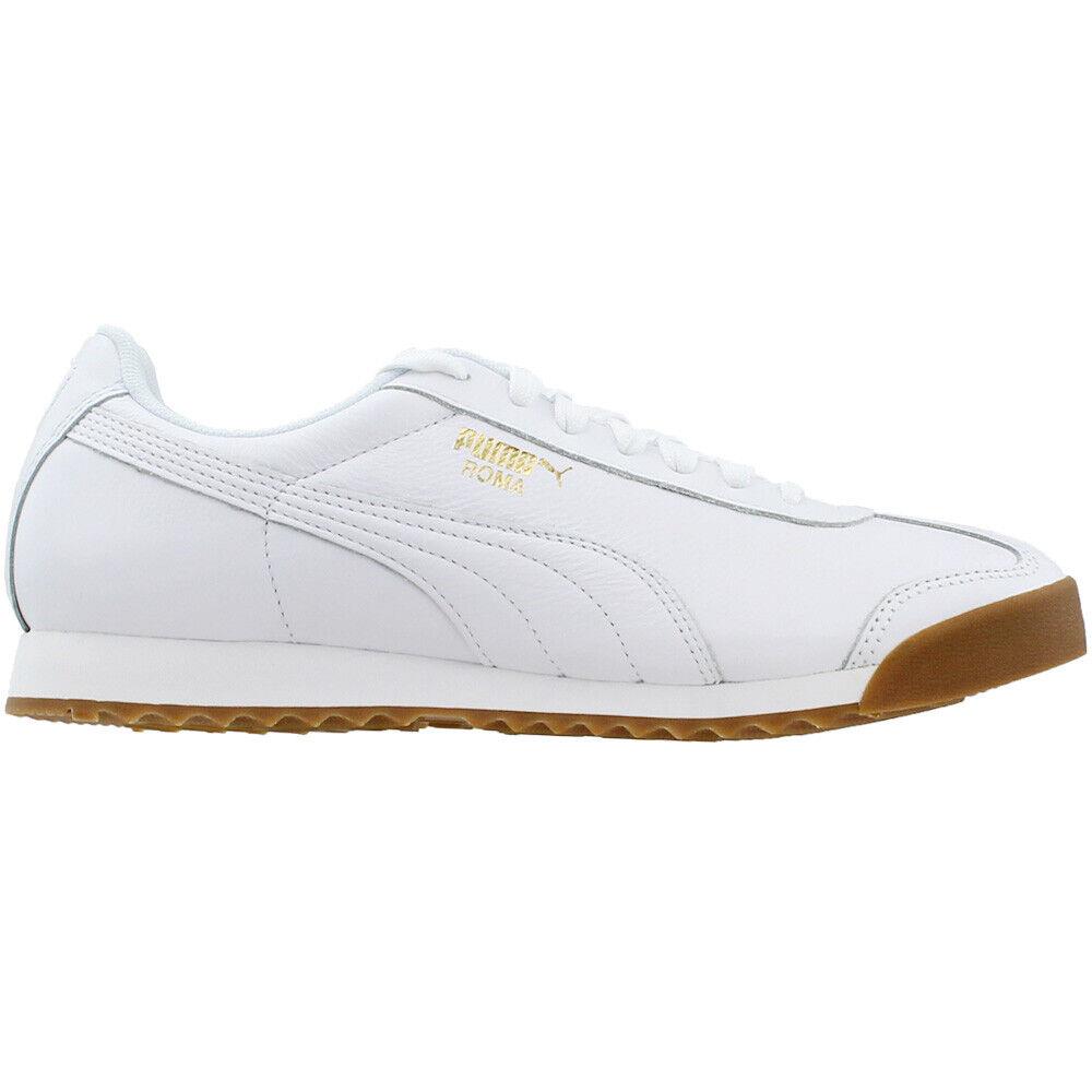 Puma Roma Classic Gum Mens White Sneakers Casual Shoes 366408-01 - White