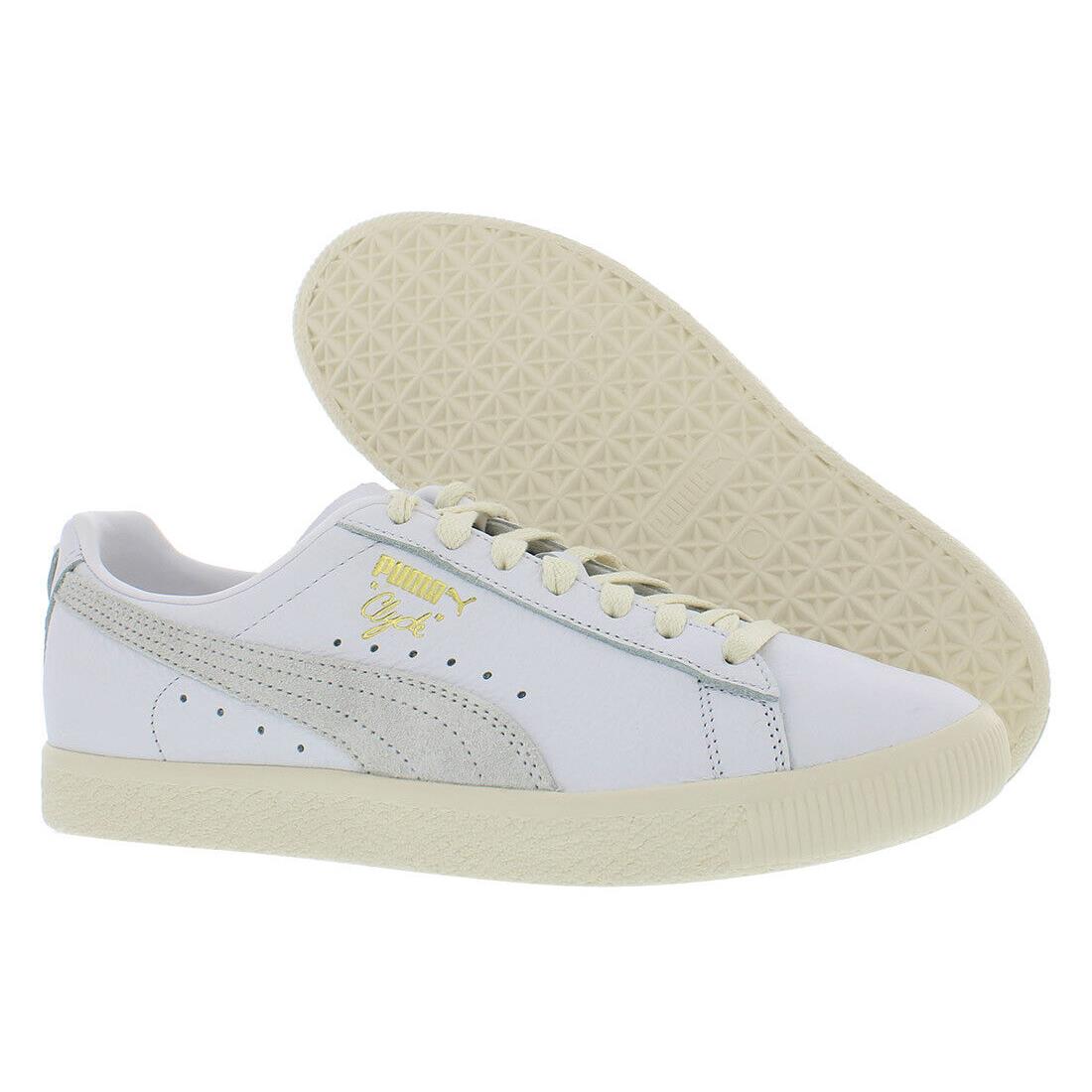 Puma Clyde Base Mens Shoes - Puma White/Frosted Ivory/Puma Team Gold, Main: White