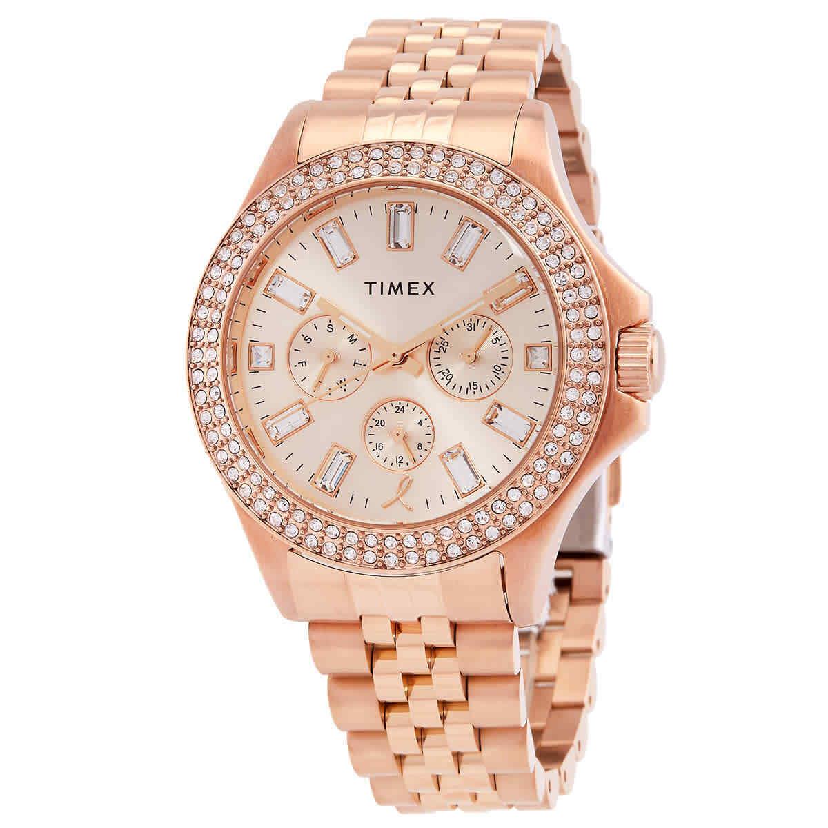 Timex Trend Bcrf Kaia Quartz Crystal Rose Gold Dial Ladies Watch TW2V96700