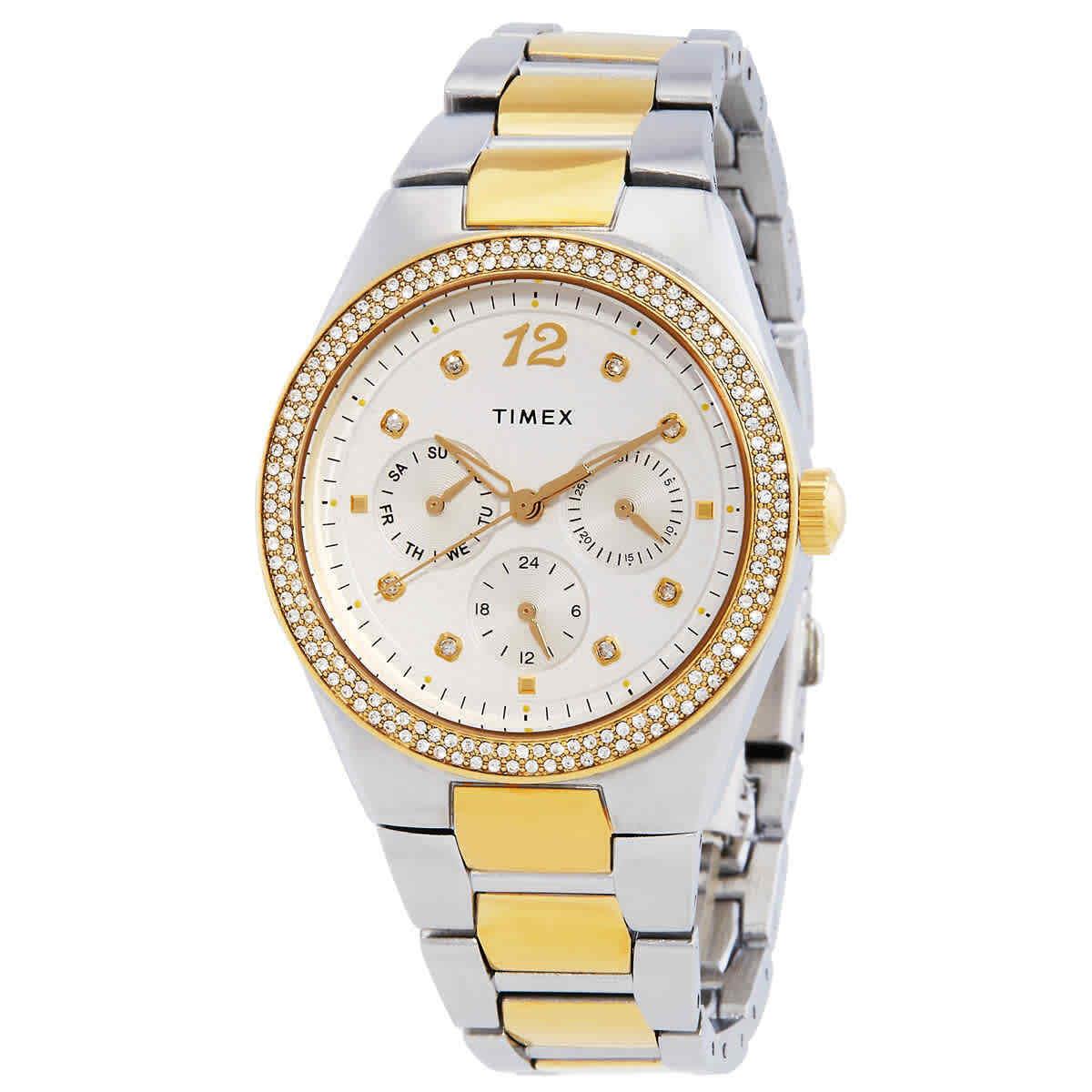 Timex Trend Simone Quartz Crystal White Dial Ladies Watch TW2V80300