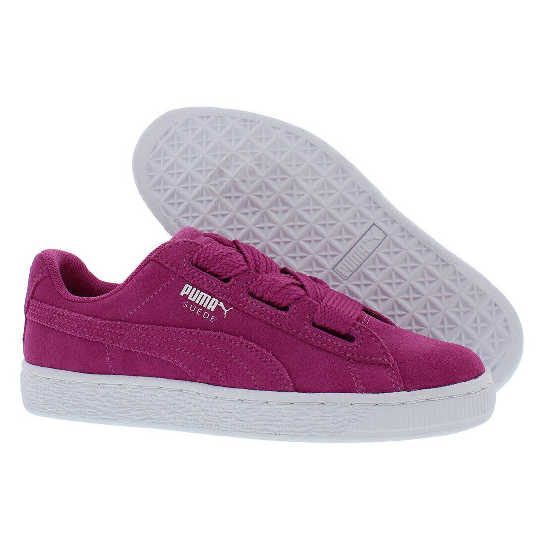 Puma Suede Heart Casual Girl`s Shoes Size 4.5 Color: Rose Violet/puma White - Rose Violet/Puma White, Main: Purple