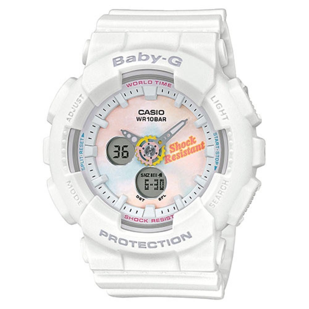 Baby-g Women`s Shock Resistant Sports  White Resin Band Watch BA-120T-7ADR by Casio