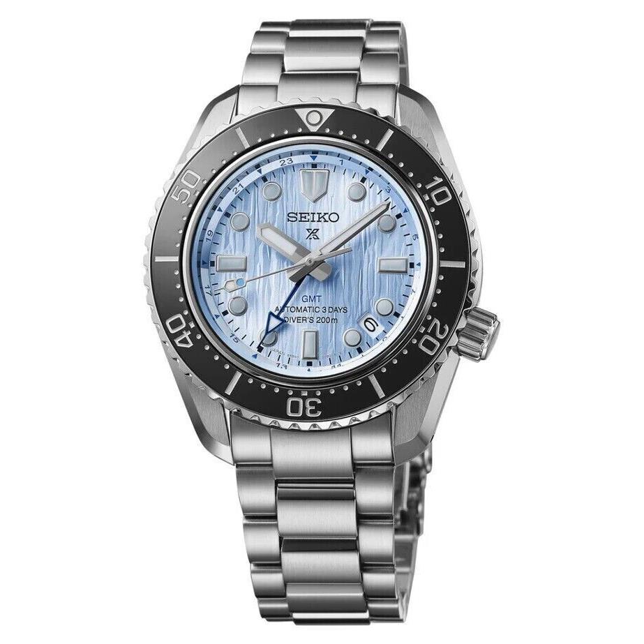 Seiko Prospex Glacier Gmt 42 mm Blue Dial Stainless Steel Watch SPB385