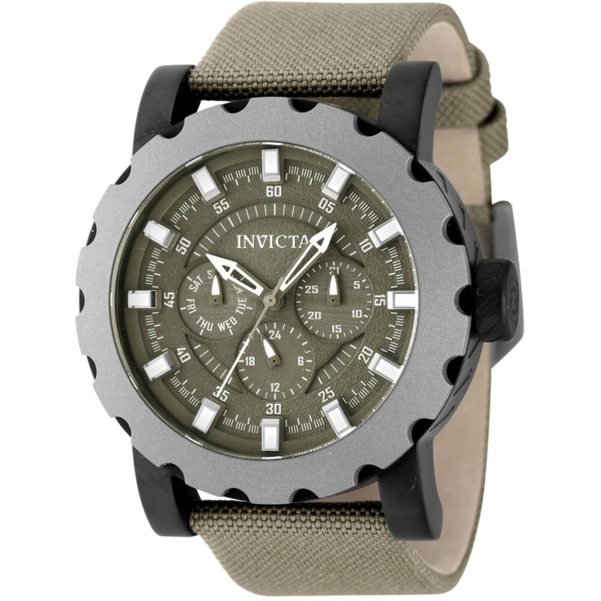 Invicta Men`s Watch I-force Quartz Olive Green Dial Titanium Black Case 47586
