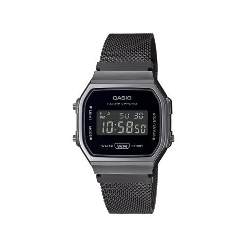 Casio A168WEMB-1B Digital Wristwatch Stainless Steel Mesh Strap Black