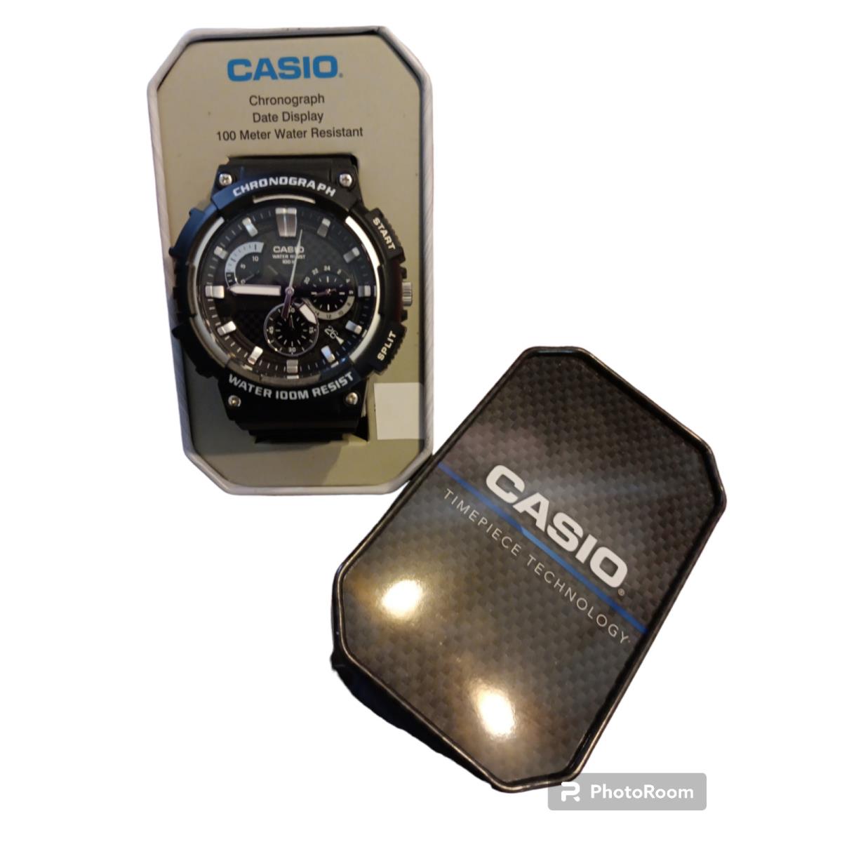 Chronograph 100 Meter Black Band Date Black by Casio
