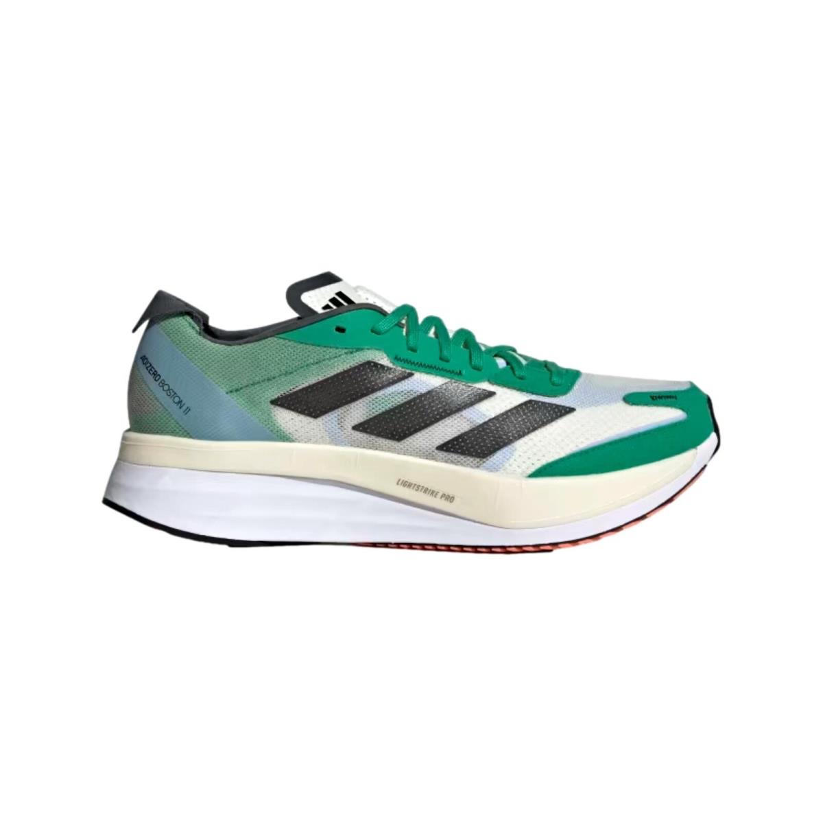 Adidas Adizero Boston 11 White Tint / Core Black / Court Green HQ3694 Men`s Size - Multicolor