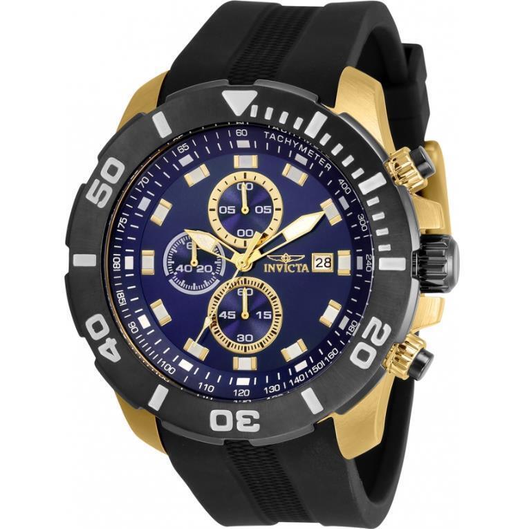 Invicta Pro Diver 30737 Men`s Analog Round Blue Chronograph Date Silicone Watch