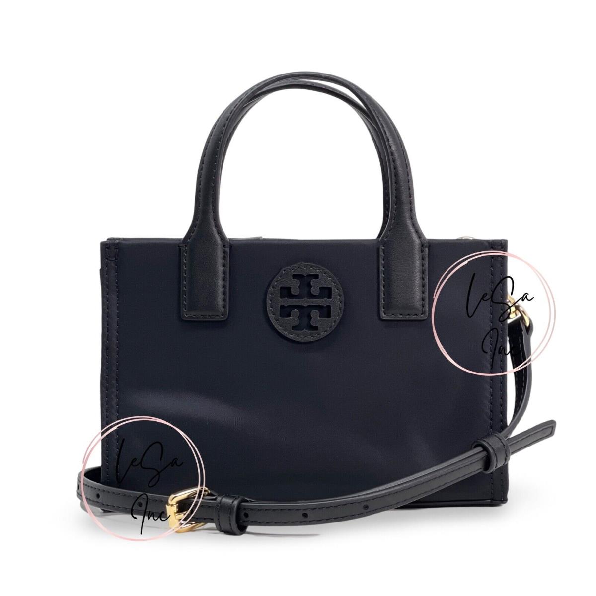 Tory Burch Ella Extra Small Top Zip Nylon Crossbody Bag Black