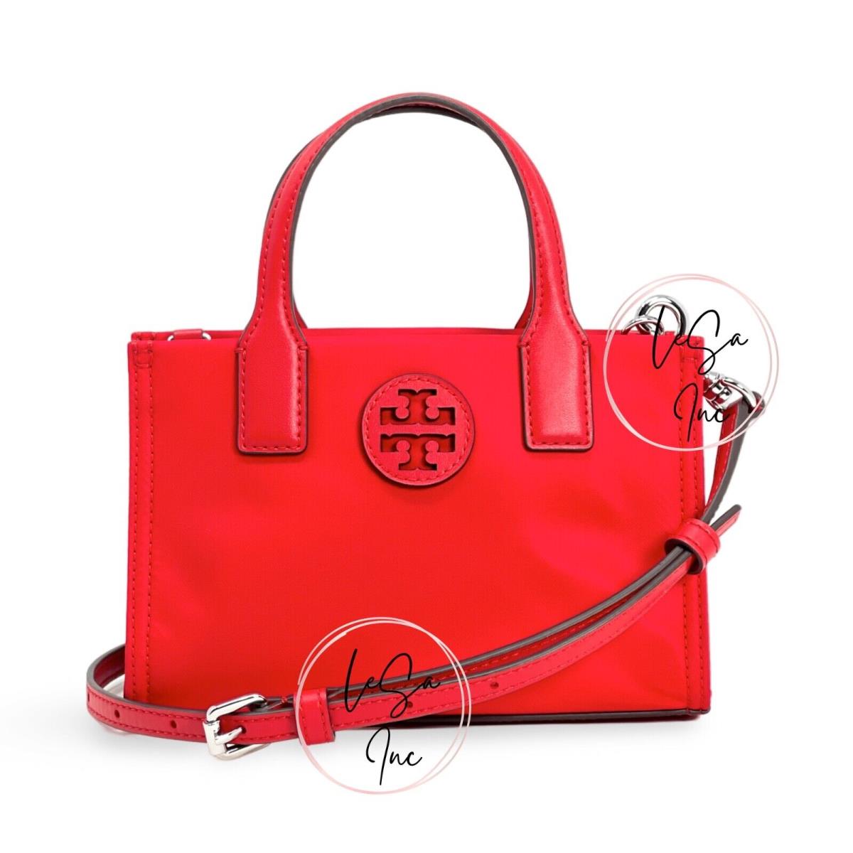 Tory Burch Ella Extra Small Top Zip Nylon Crossbody Bag Brilliant Red