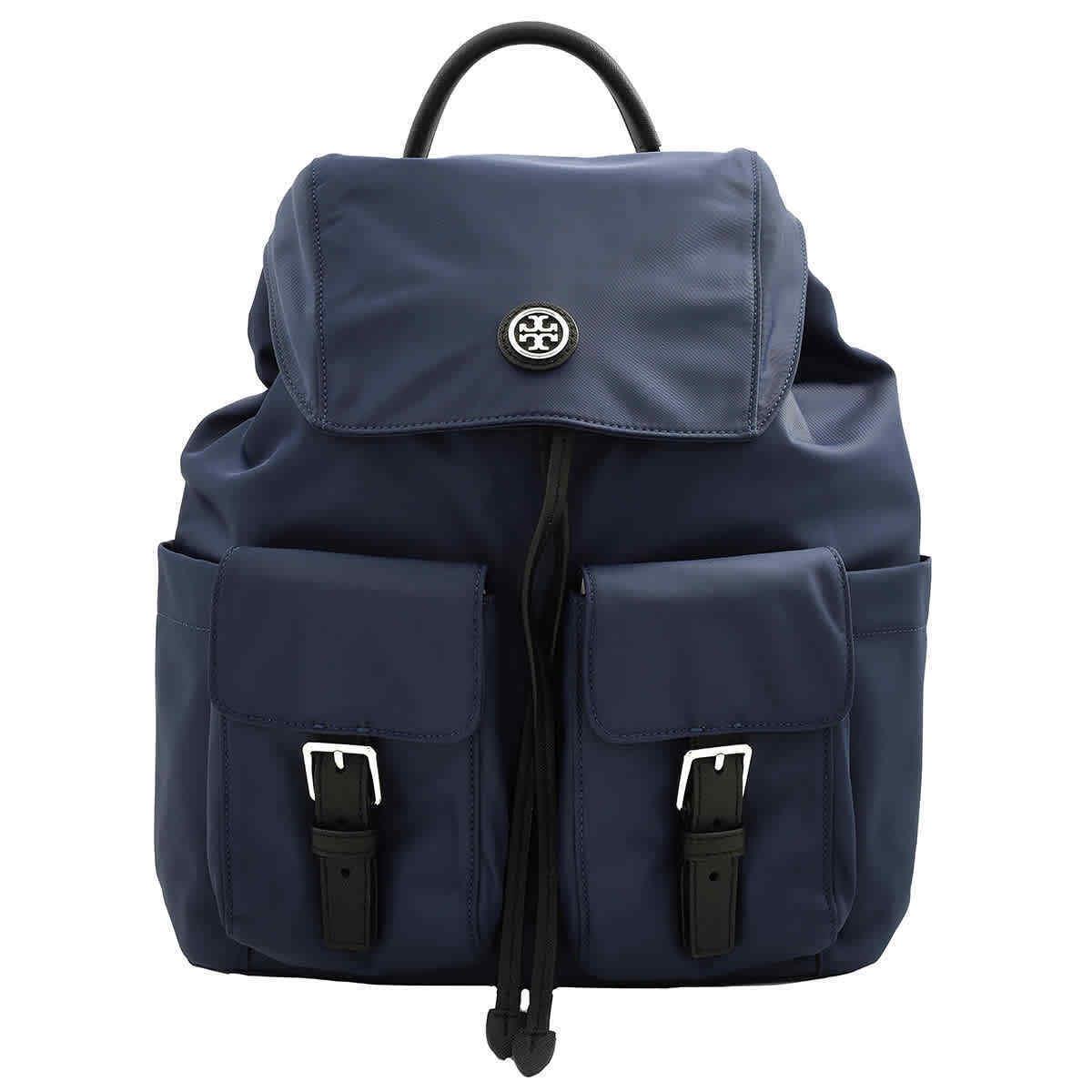 Tory Burch Royal Navy Virginia Nylon Flap Backpack 85061-403