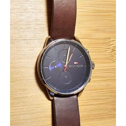 Tommy Hilfiger Chase Watch with 44mm Navyblue Chronograph Face Brown Band