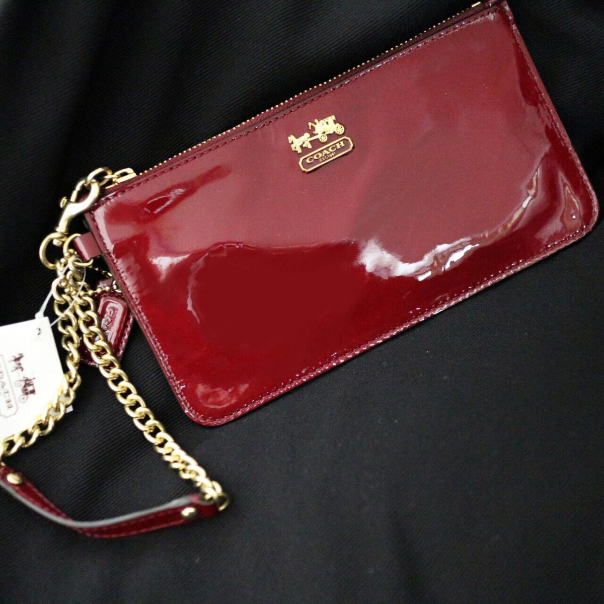 Coach Madison Patent Leather Wristlet/clutch Red Crimson