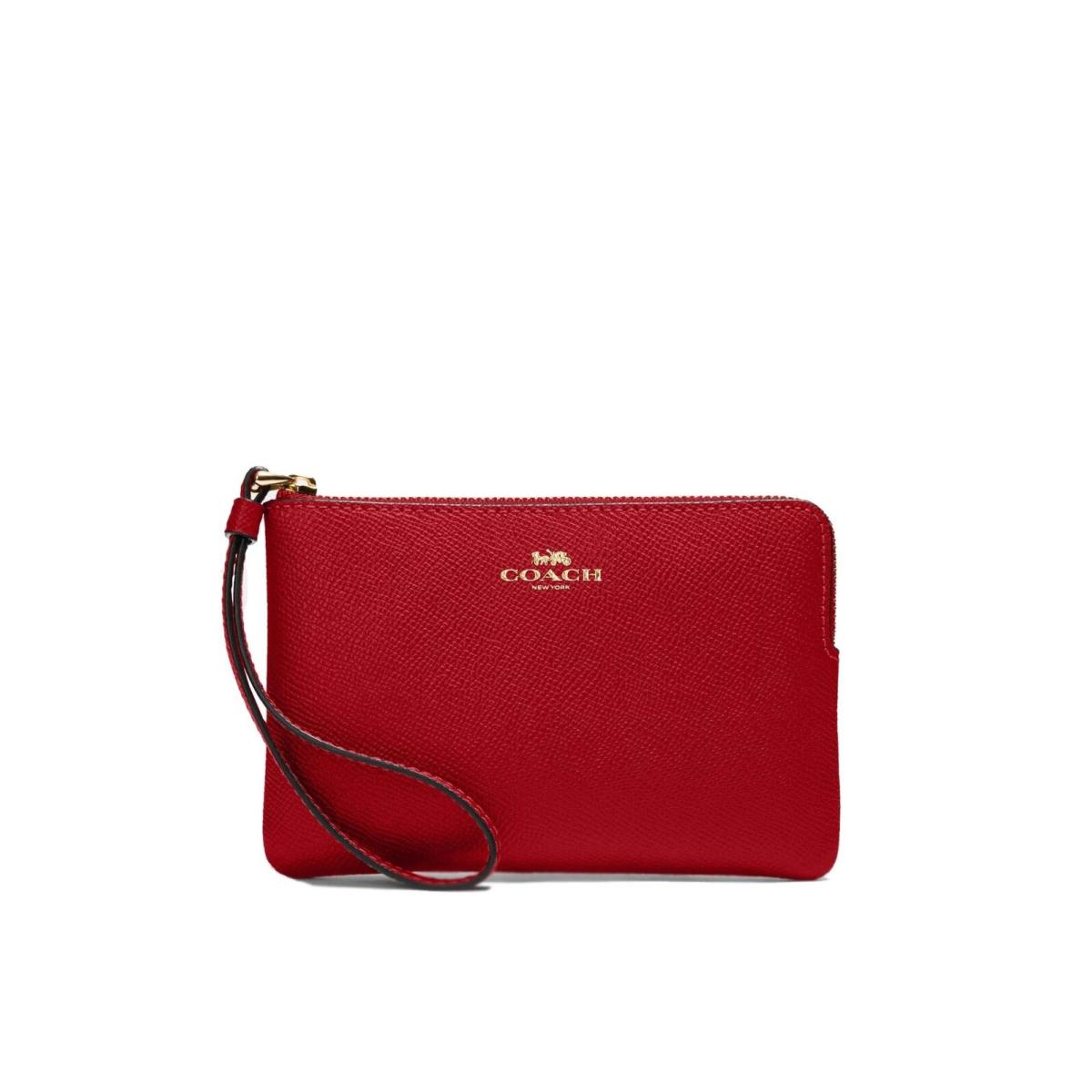 Coach Crossgrain Leather Corner Zip Wristlet Wallet 1941 Red