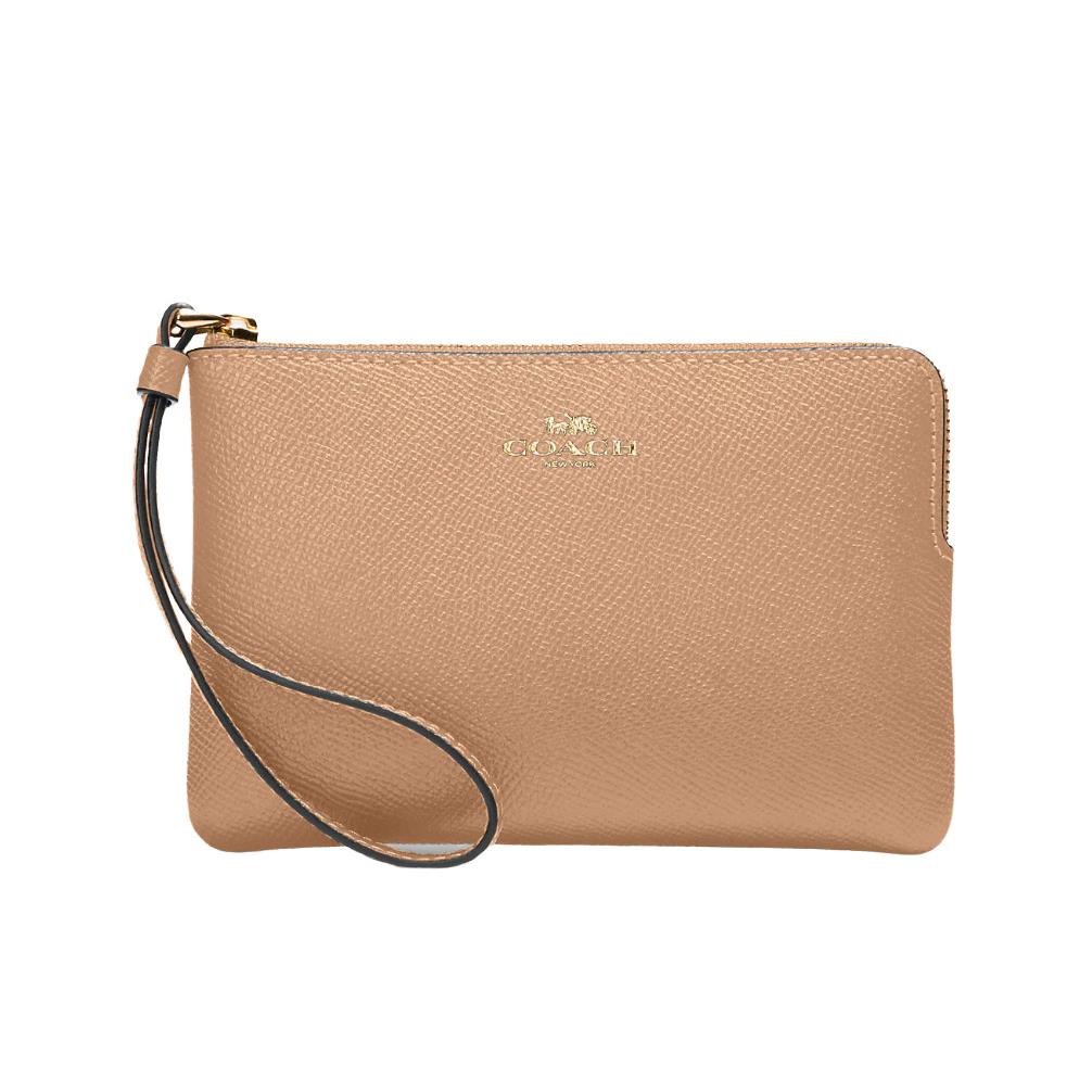 Coach Corner Zip Wristlet Wallet Gold / Taupe 50832