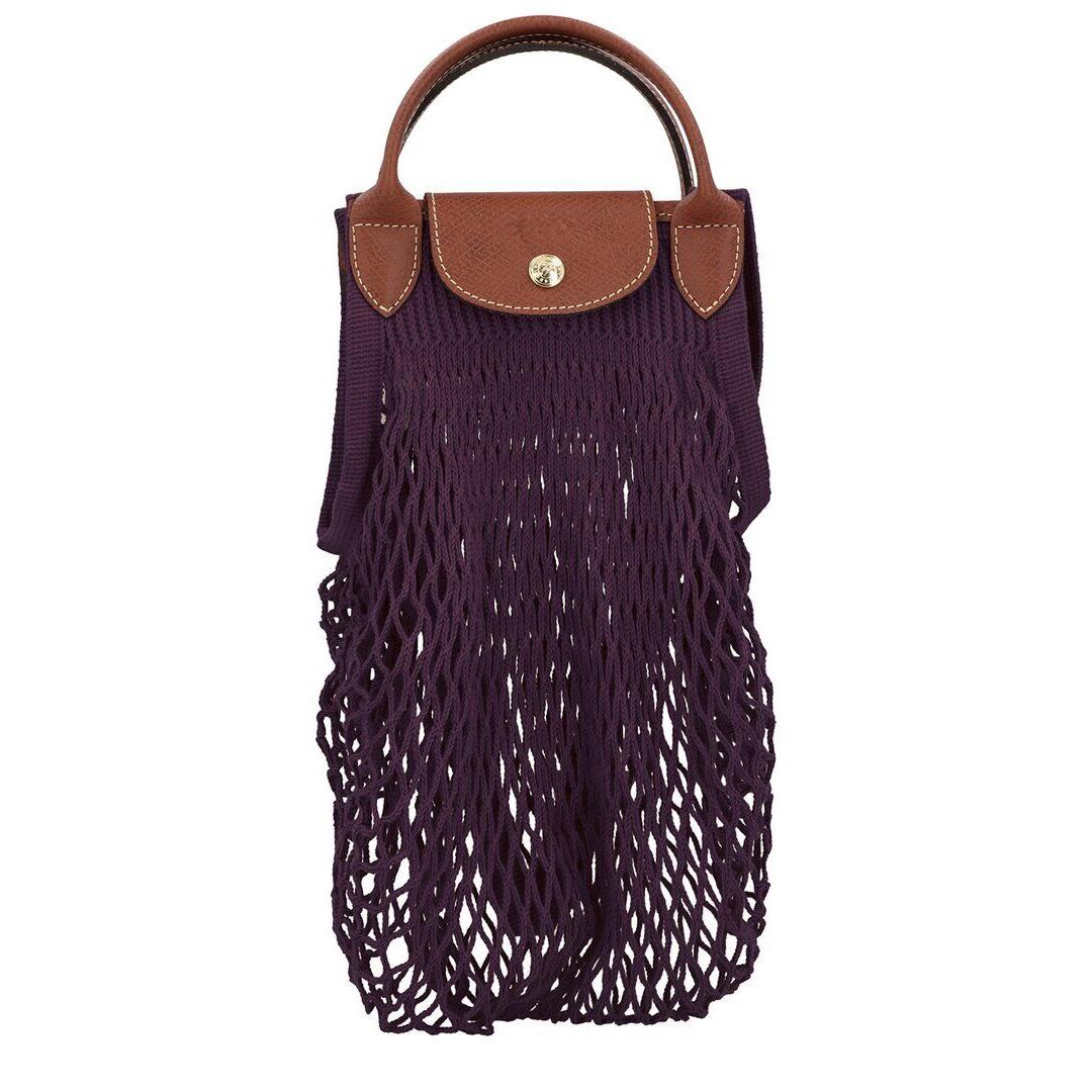 Longchamp Le Pliage Filet Large Mesh Handle Bag with Strap Women`s Purple