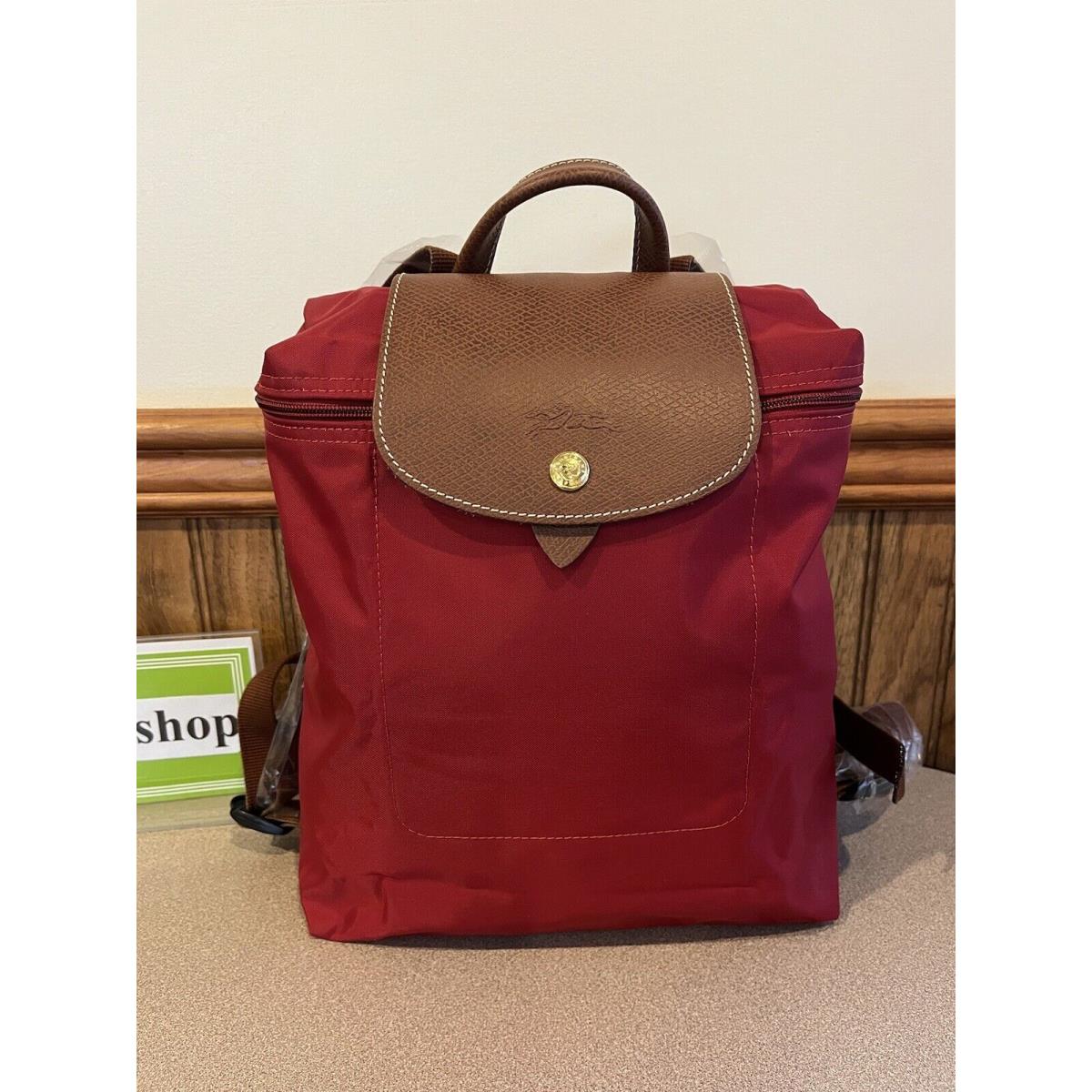 Longchamp le Pliage Backpack Deep Red Canvas Foldable