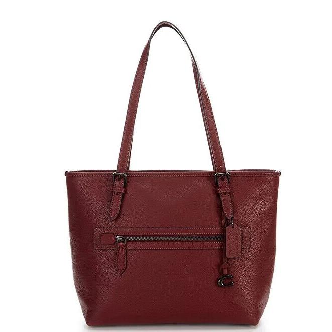 Taylor Pebbled Leather Tote Cardinal Oxblood by Coach