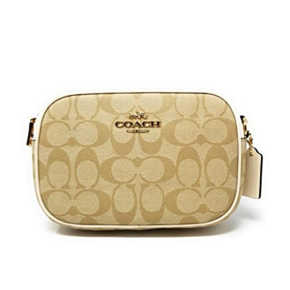 Coach Women`s Mini Jamie Camera Bag IN Signature Canvas Light Khaki Chalk - Beige, Exterior: Beige