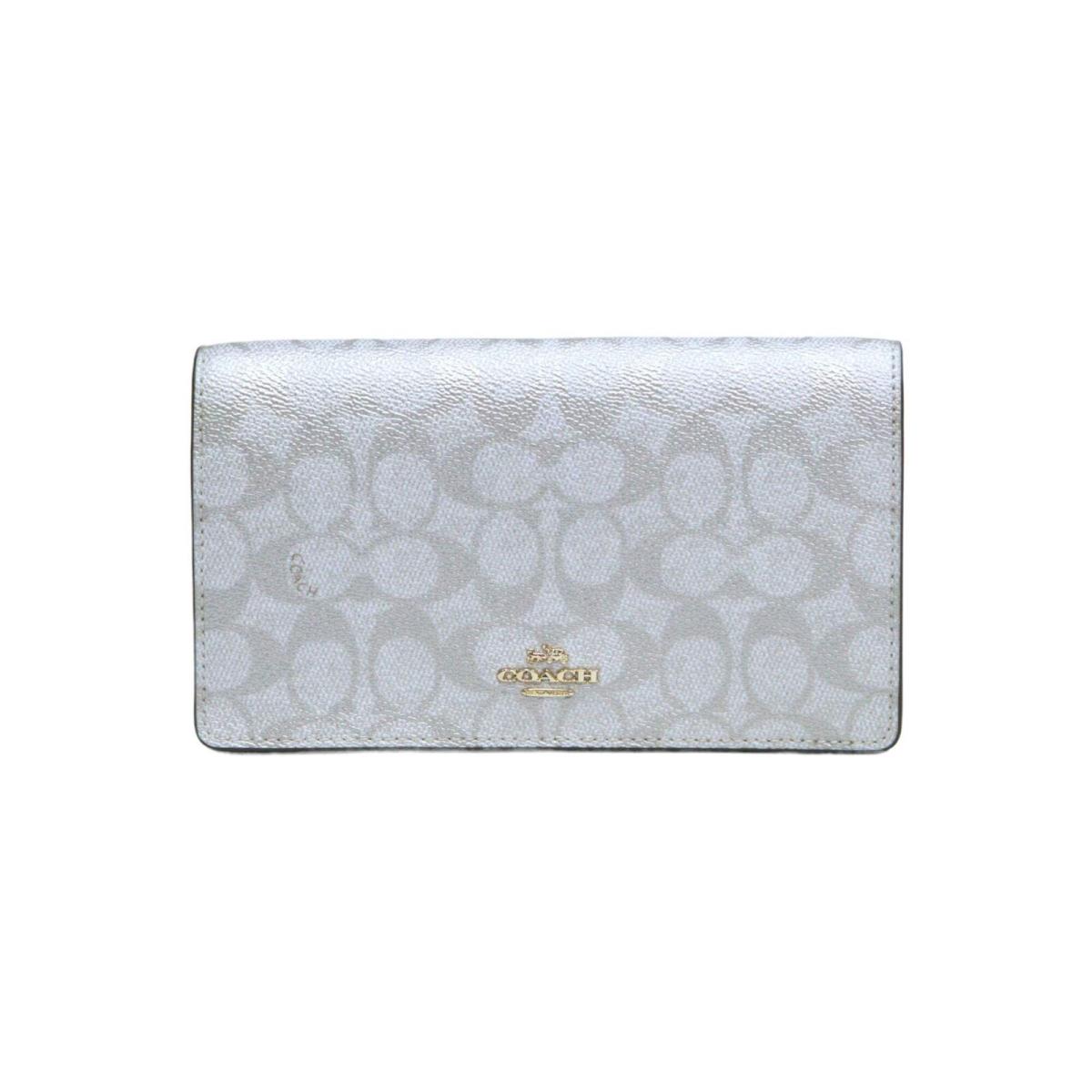 Coach Anna Foldover Clutch Crossbody Bag In Signature Canvas - Gold/champagne Multi