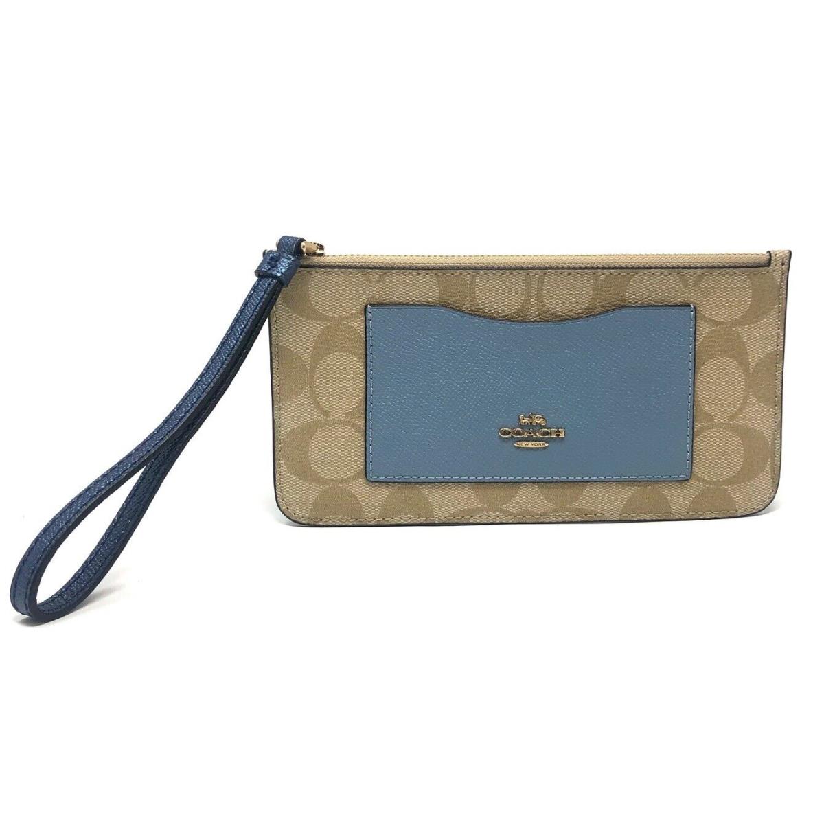 Women`s Zip Top Wallet in Colorblock Signature Canvas - Light Khaki/multi by Coach