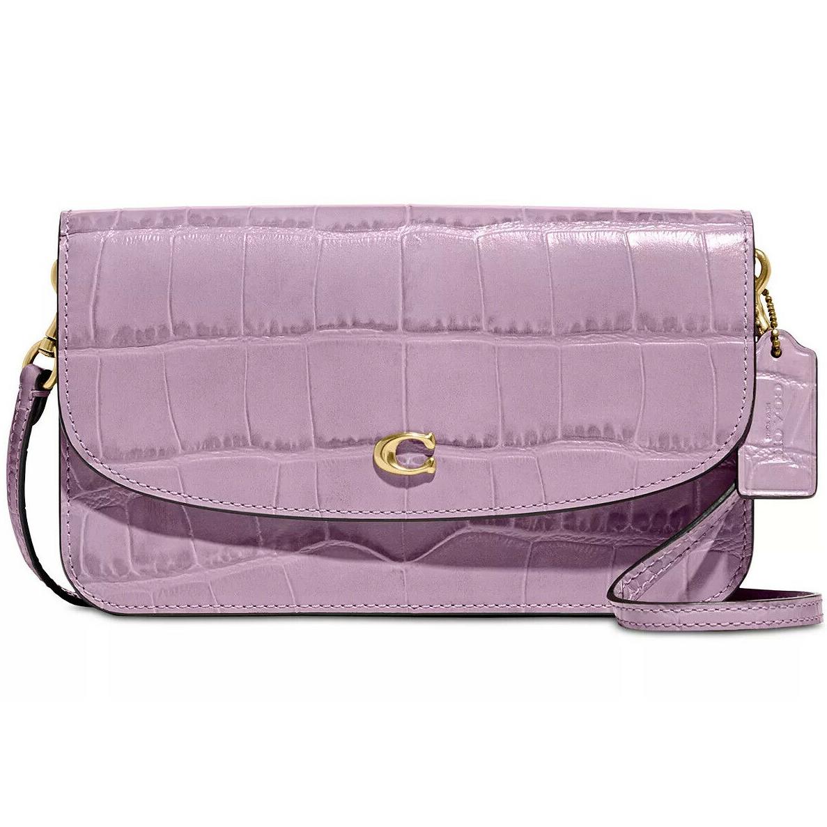 Coach Croc Leather Hayden Crossbody Wallet Clutch Purple C8941