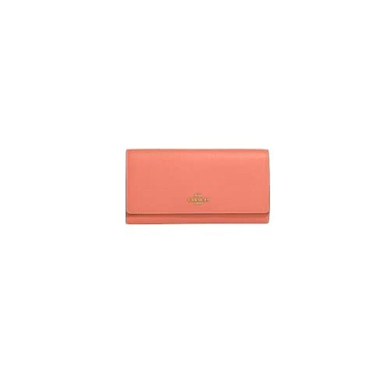 Coach Women`s Trifold Signature Coated Canvas Wallet Im/light Coral