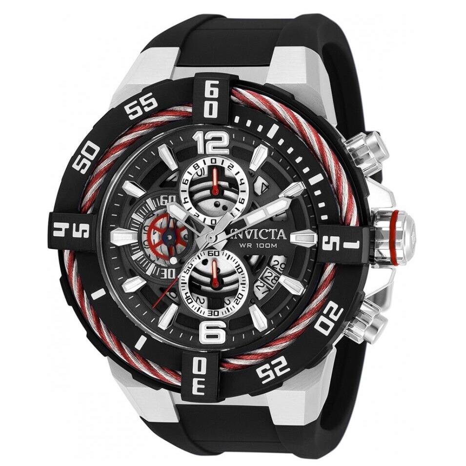 Invicta Bolt Men`s 51mm Twisted Cable Anatomic Chronograph Watch 32734 Rare