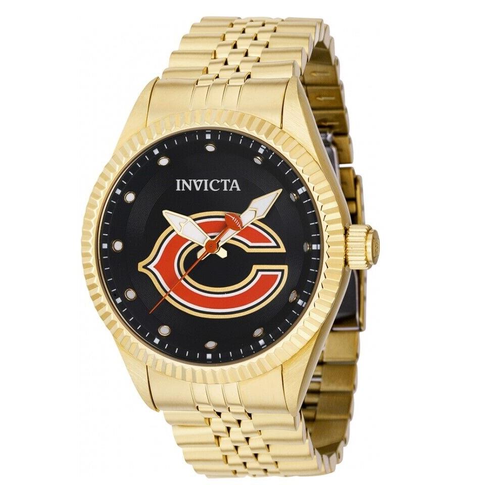 Invicta Nfl Chicago Bears Men`s 43mm Gold Stainless Quartz Watch 42426