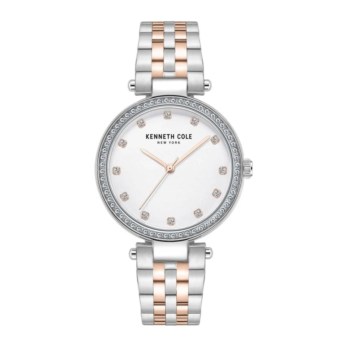 Kenneth Cole York 34mm Crystal Bezel Two-tone Womens Watch KCWLG0048501