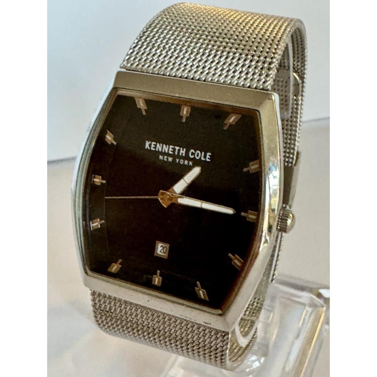 Kenneth Cole York Date Watch Men`s Stainless Steel Mesh Band KC50489006