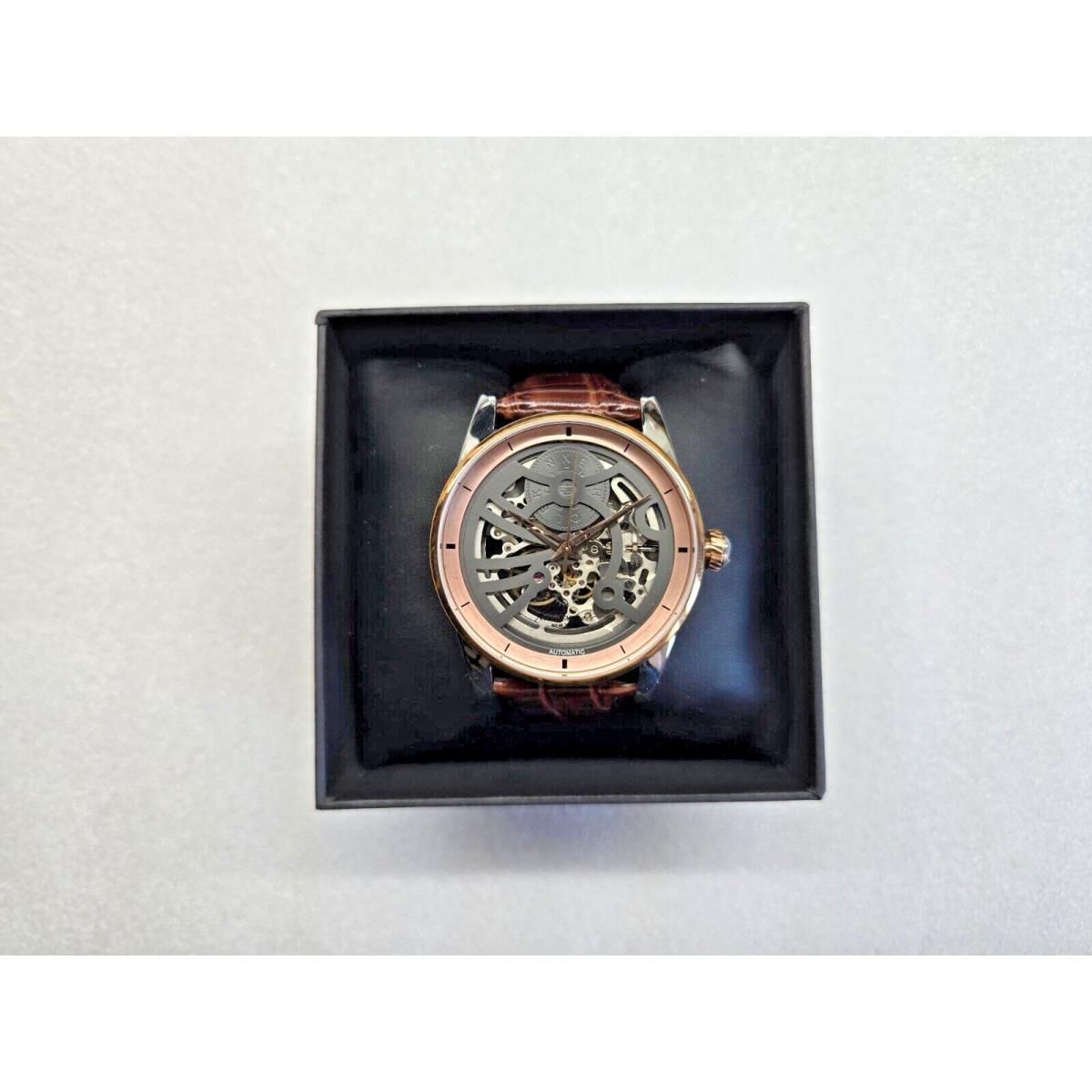 Kenneth Cole NY Automatic Gray Dial Brown Leather Strap Men`s Watch 10022561