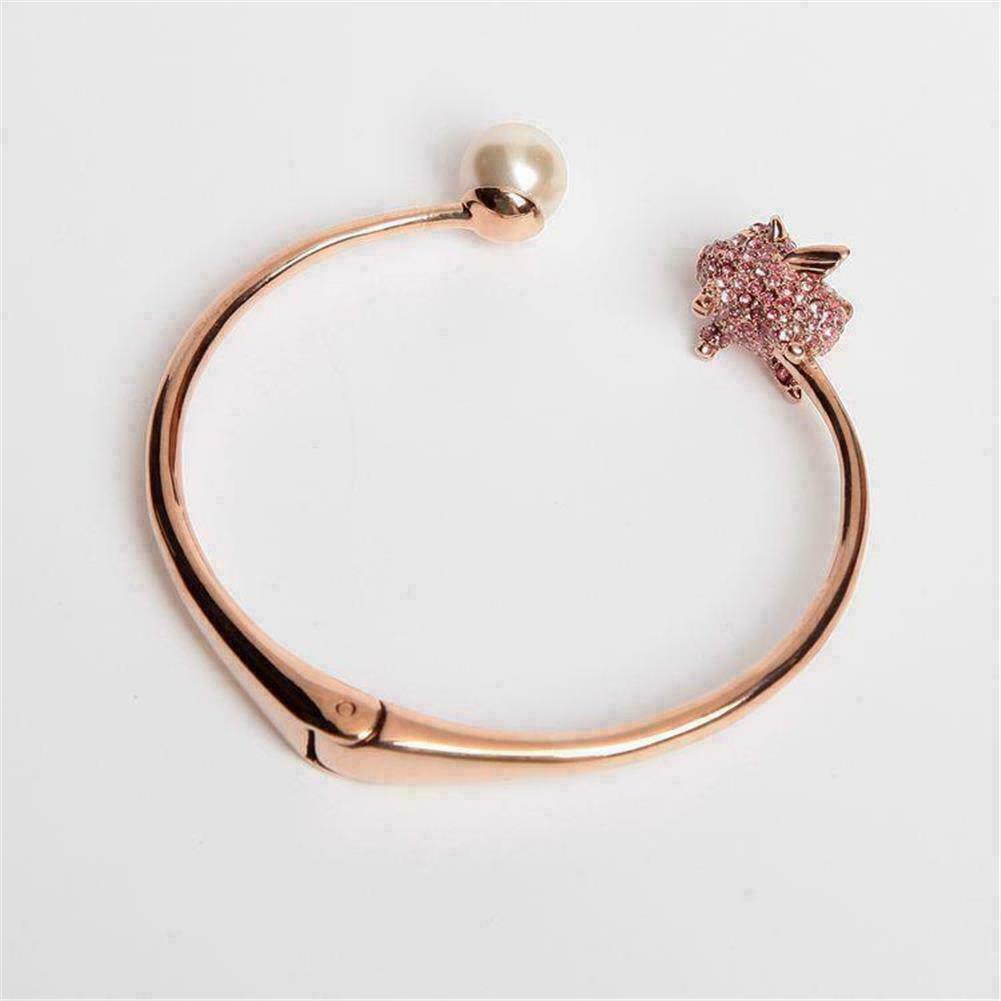 Kate Spade Decorated with Winged Crystal-studded Pig Rose Gold Bracelet