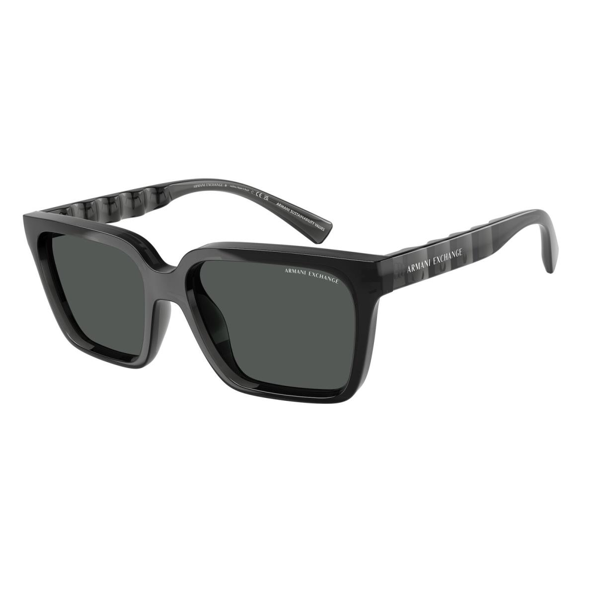 AX4147S 835687 Shiny Transp Grey Dk Grey 56 mm Men`s Sunglasses by Armani Exchange
