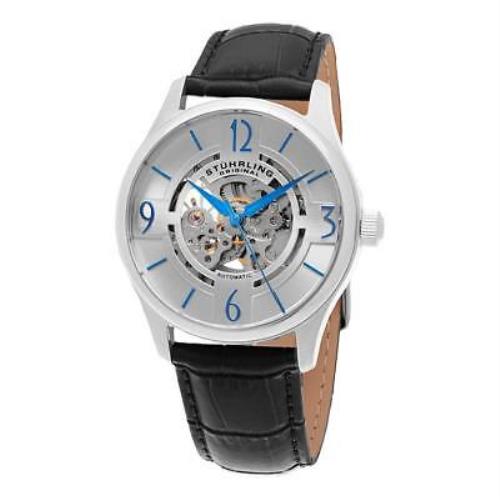 Stuhrling 557.01 Atrium 557 01 Automatic Skeleton Leather Mens Watch