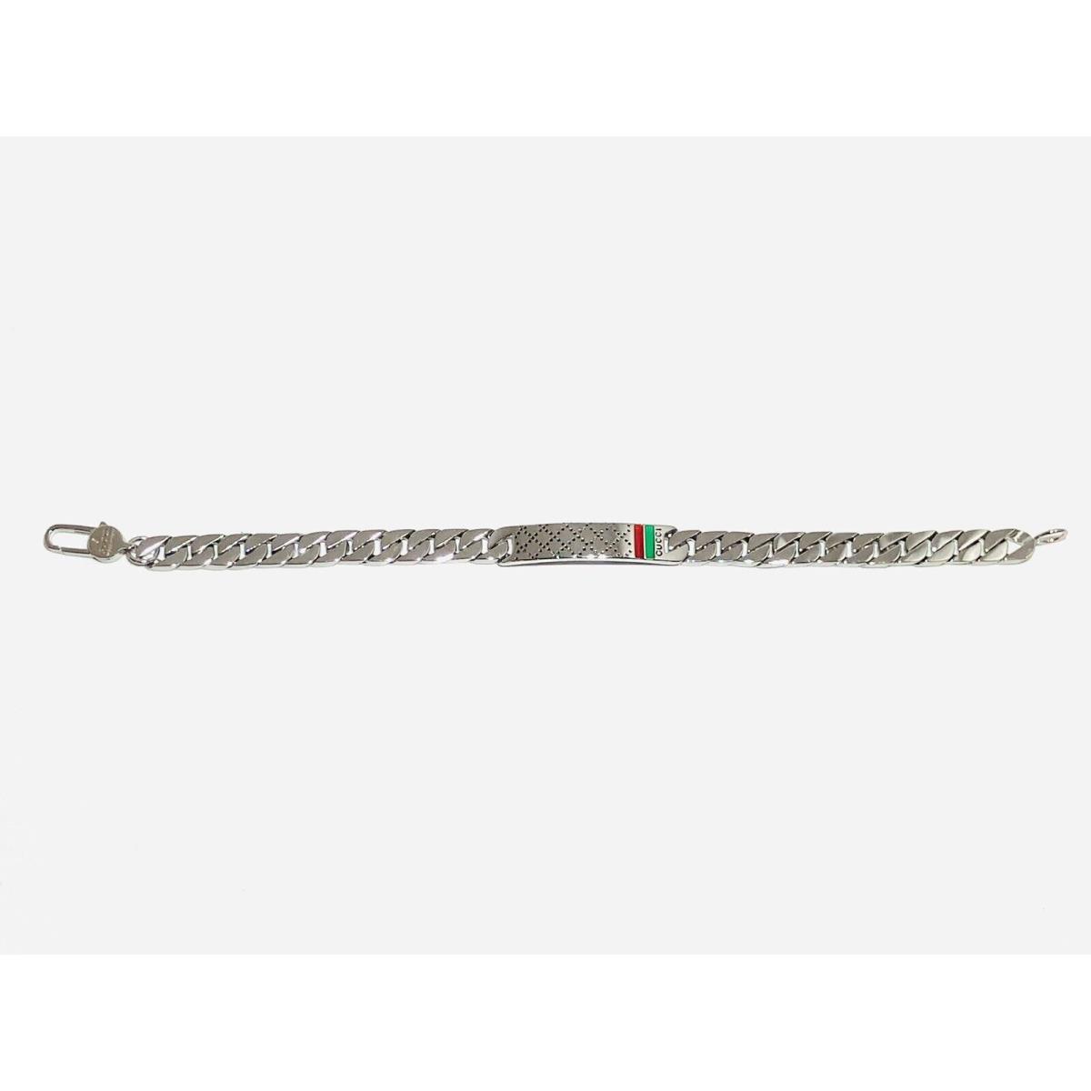 Gucci Silver Logo Cuban Link Bracelet / Size 22cm / Gucci Unisex Bracelet