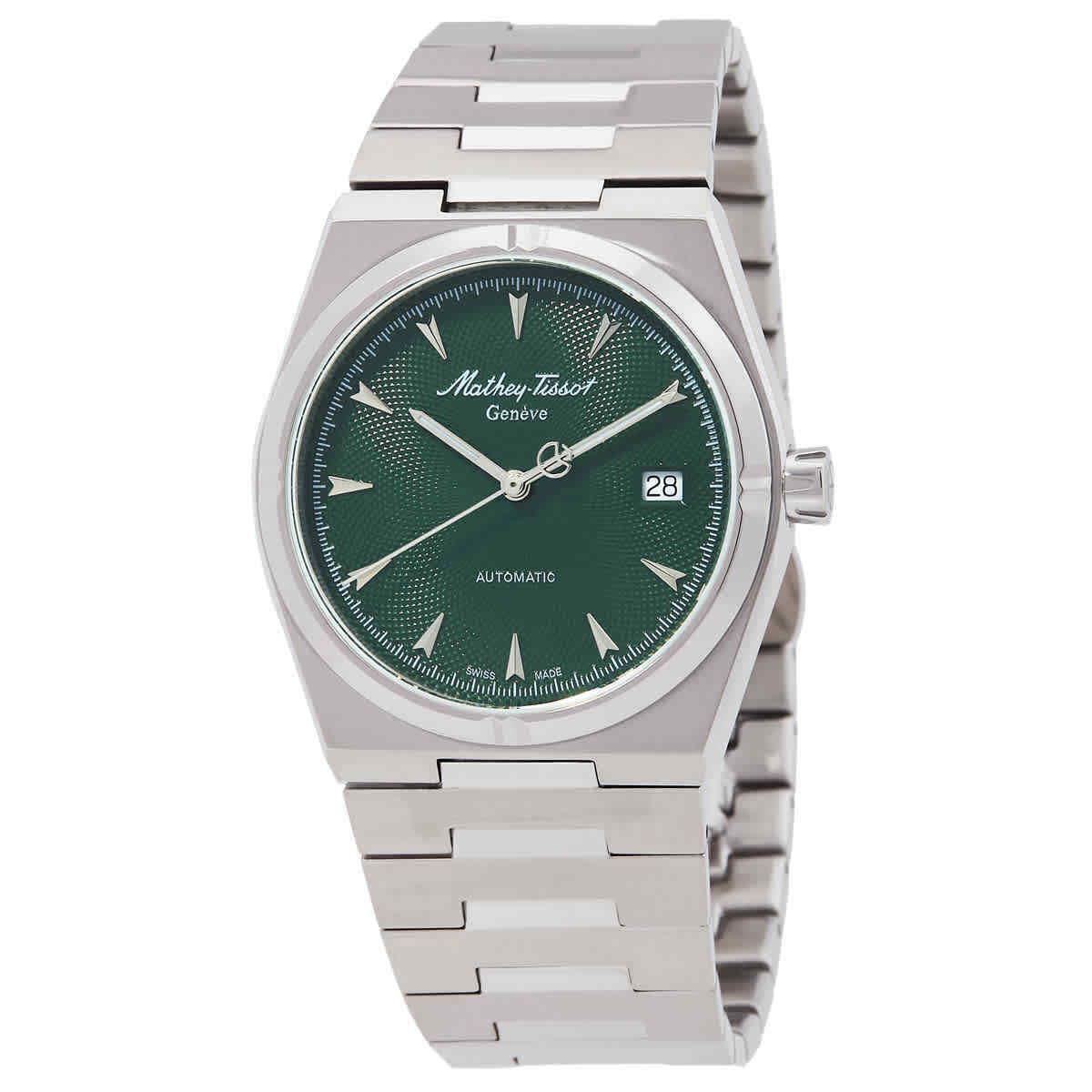 Mathey-tissot Zeus Automatic Green Dial Men`s Watch H118ATV - Dial: Green, Band: Silver-tone, Bezel: Silver-tone