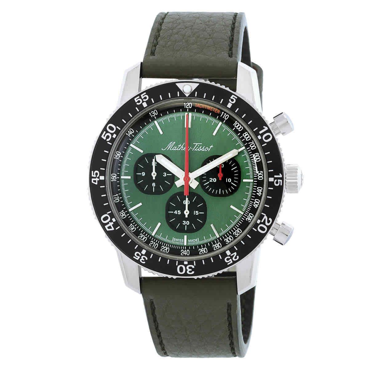 Mathey-tissot 1968 Chronograph Automatic Green Dial Men`s Watch TYPE1968VE