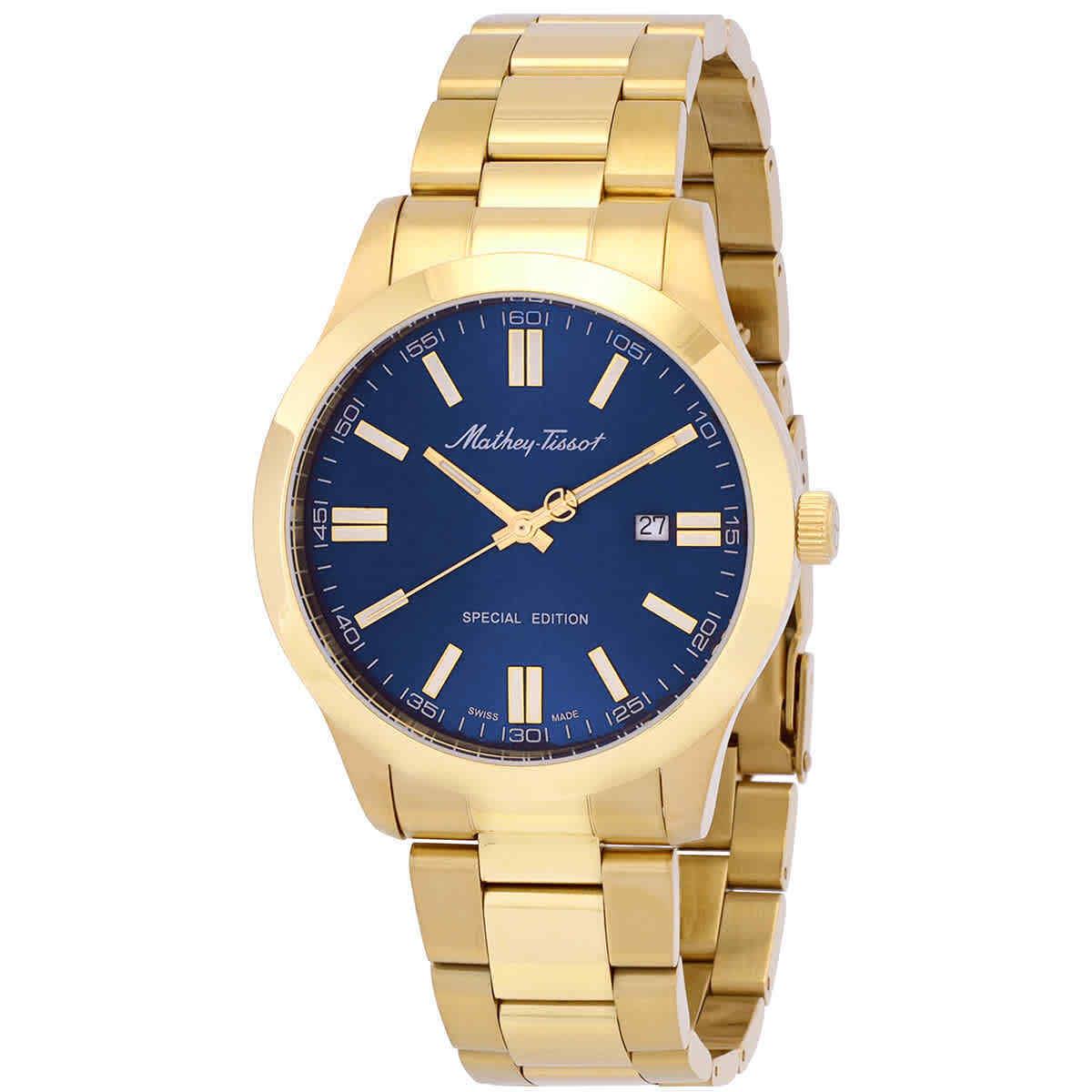 Mathey-tissot Mathy I Jumbo Quartz Blue Dial Men`s Watch H455PBU