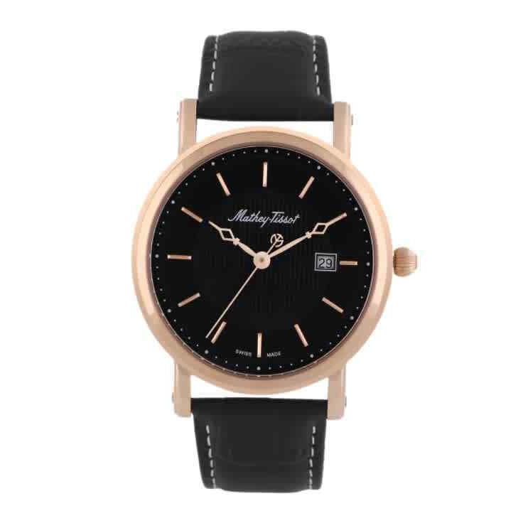 Mathey-tissot City Black Dial Black Leather Men`s Watch Hb611251pn