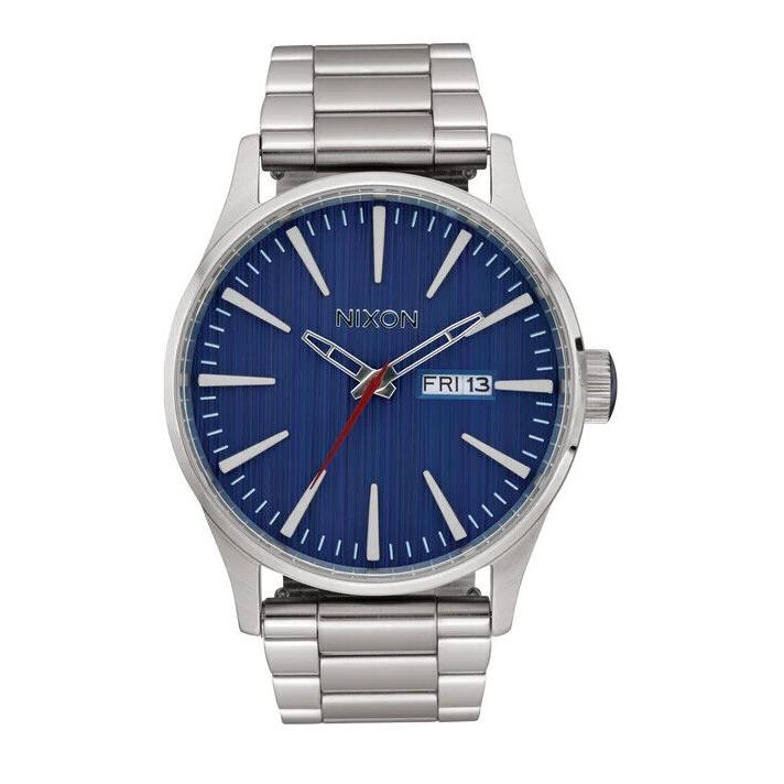 Nixon Sentry Stainless Steel 42mm Blue Dial Unisex Watch A356-5246 - Dial: Blue, Band: Silver, Bezel: Silver