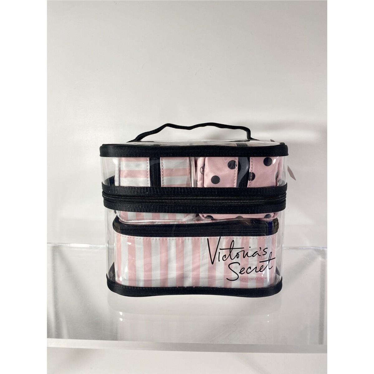 4Pc Victoria s Secret Y2K Cosmetic Makeup Travel Bags Pink Plastic Beach Pool