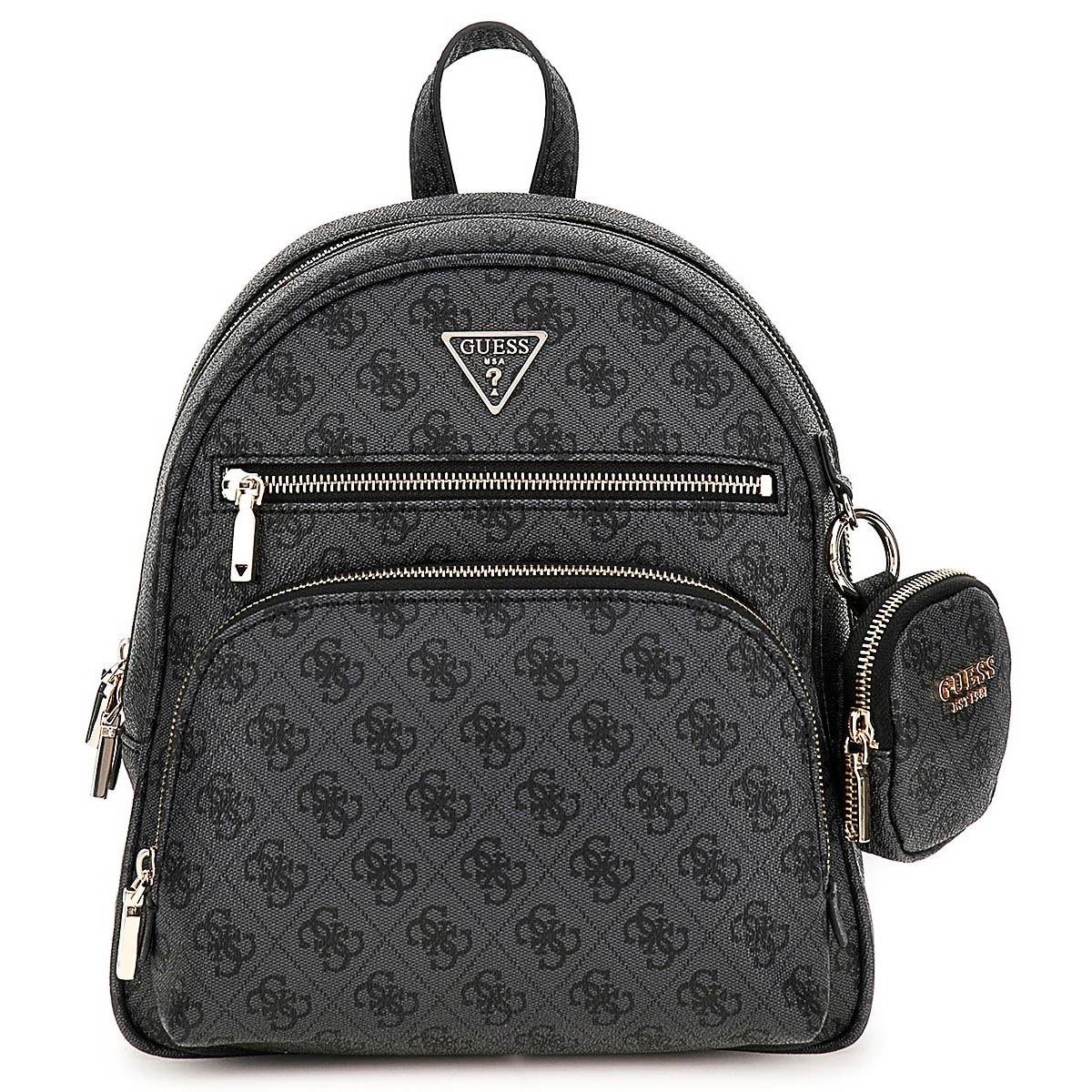 Guess Power Play Tech Charm Backpack Womens Bag In Coal