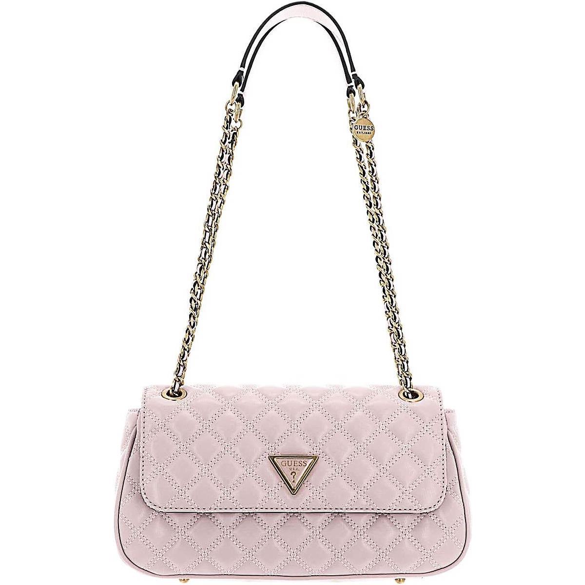 Guess Leather Giully Convertible Crossbody Flap Handbag Womens Bag In Rose