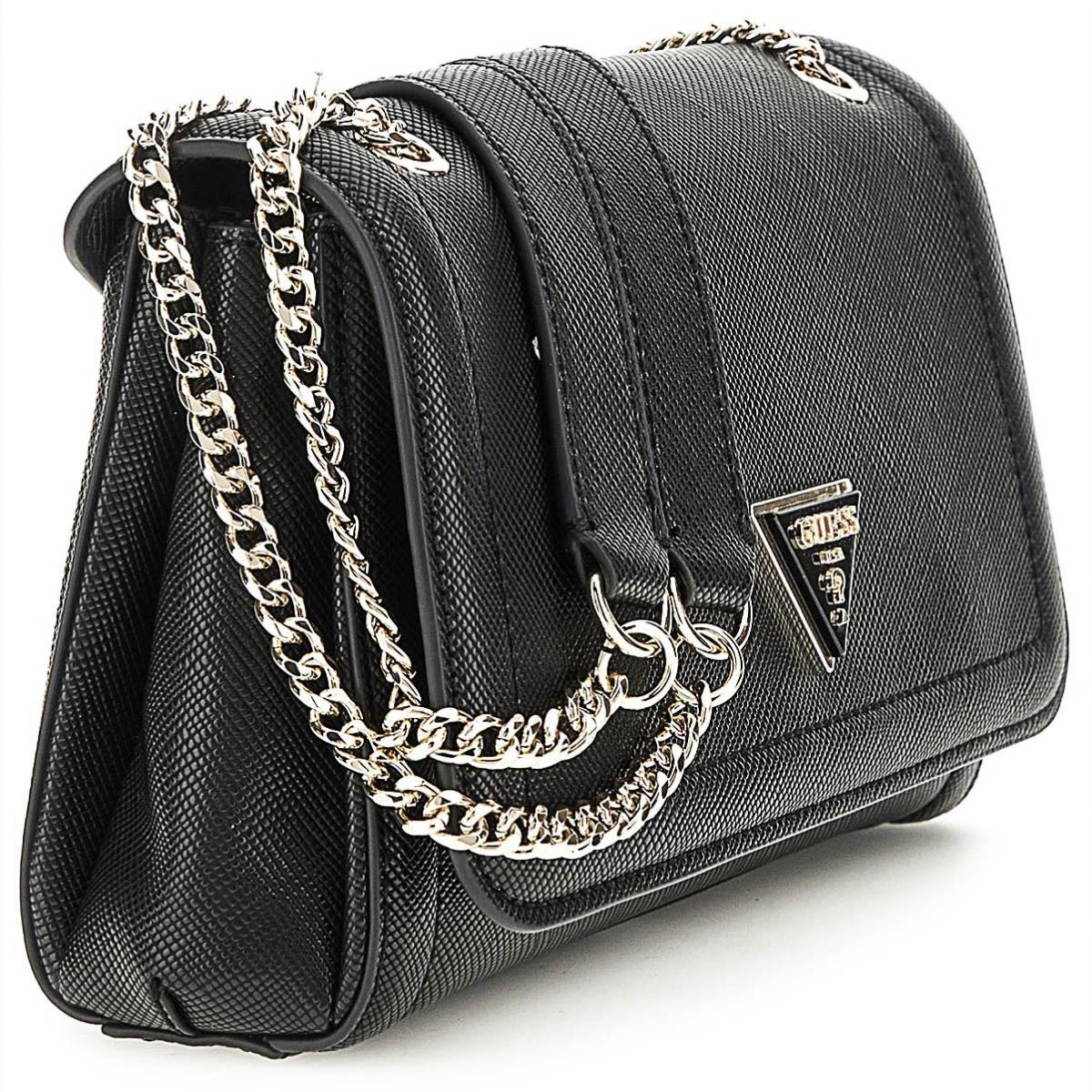 Guess Noelle Convertible Crossbody Flap Handbag Womens Bag In Black