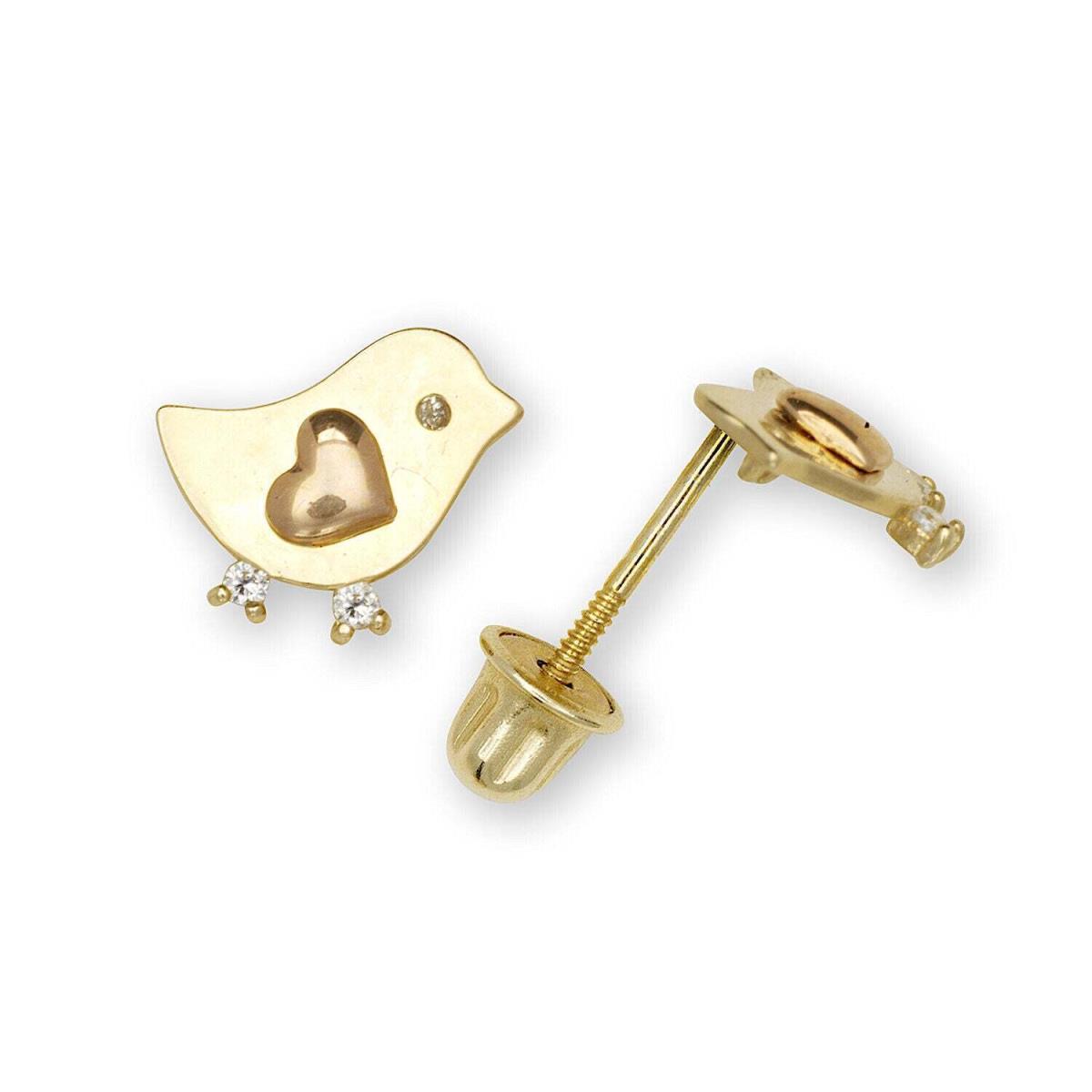 Swarovski 14k Yellow Gold Bird CZ Stud Earrings