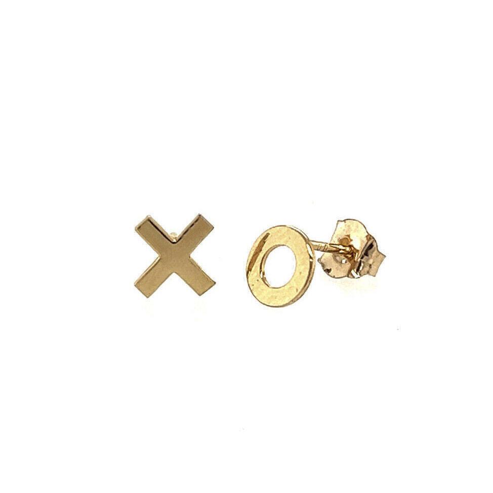 Swarovski 14K Yellow or White Gold XO Earrings with Push Back