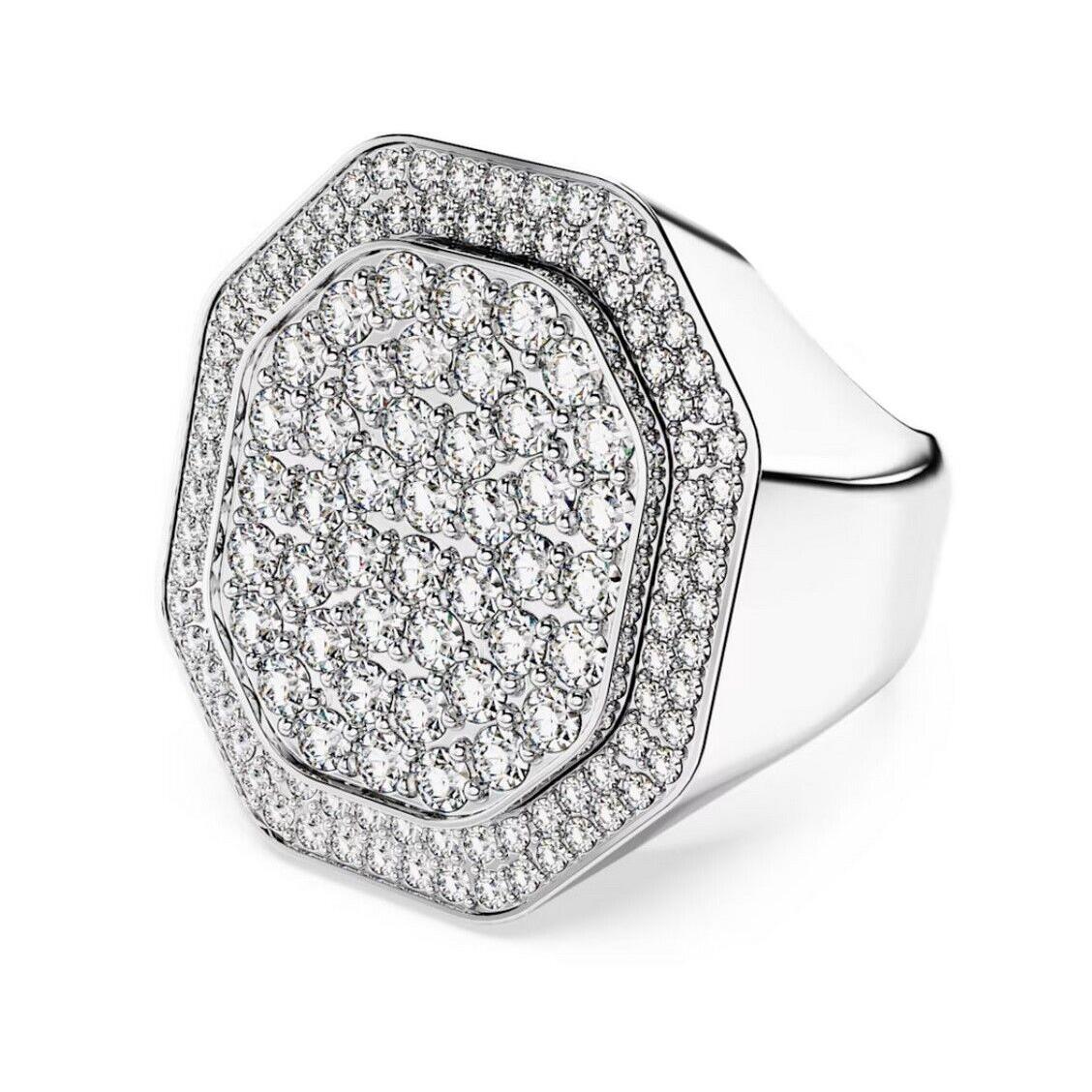 Swarovski Dextera Cocktail Ring Octagon Shape White Rhodium Plated