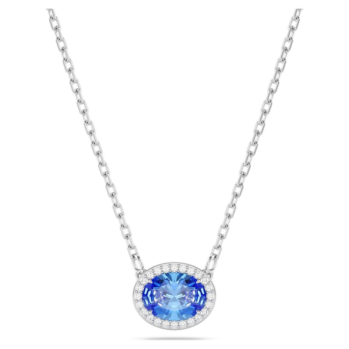 Swarovski Una Angelic Necklace Oval Cut Blue Rhodium Plated 5671809